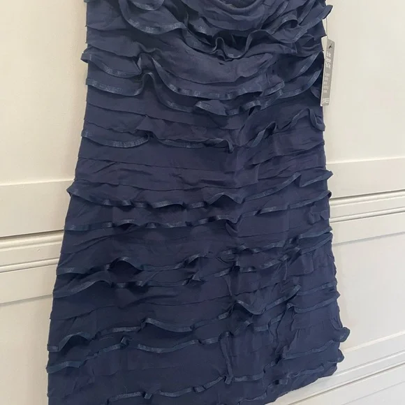 Express Navy Ruffle Dress - Picture 2 of 4